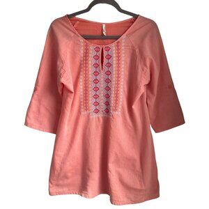 Mountain Khakis Womens Sz Medium Sunnyside Embroidered Tunic Top Boho